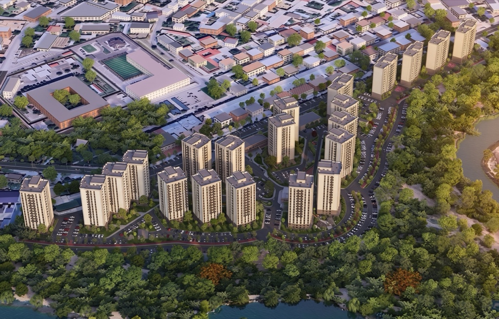 Toshkentdagi Greenpark Bo'z Suv TJM — Fasad