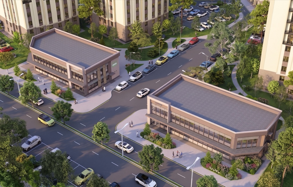 Toshkentdagi Greenpark Bo'z Suv TJM — Fasad